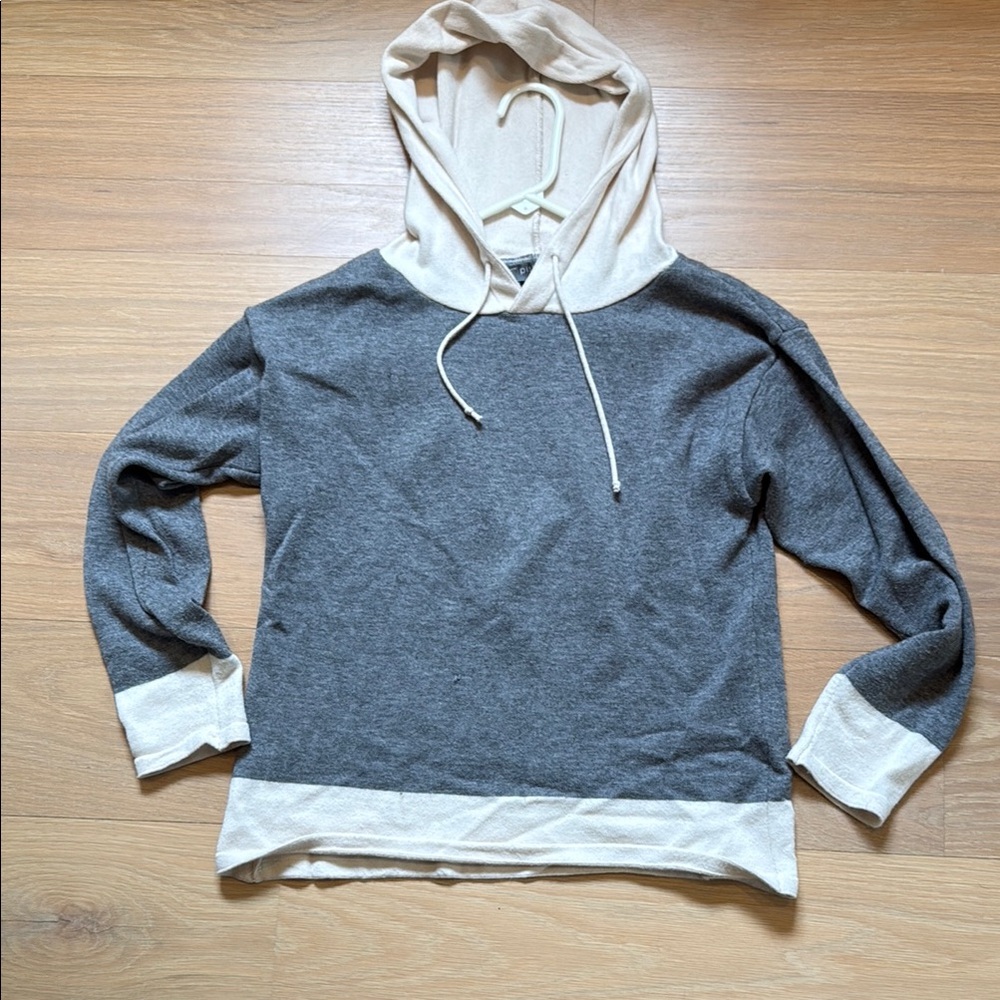 Gray and Cream Two-Tone Pullover Hoodie